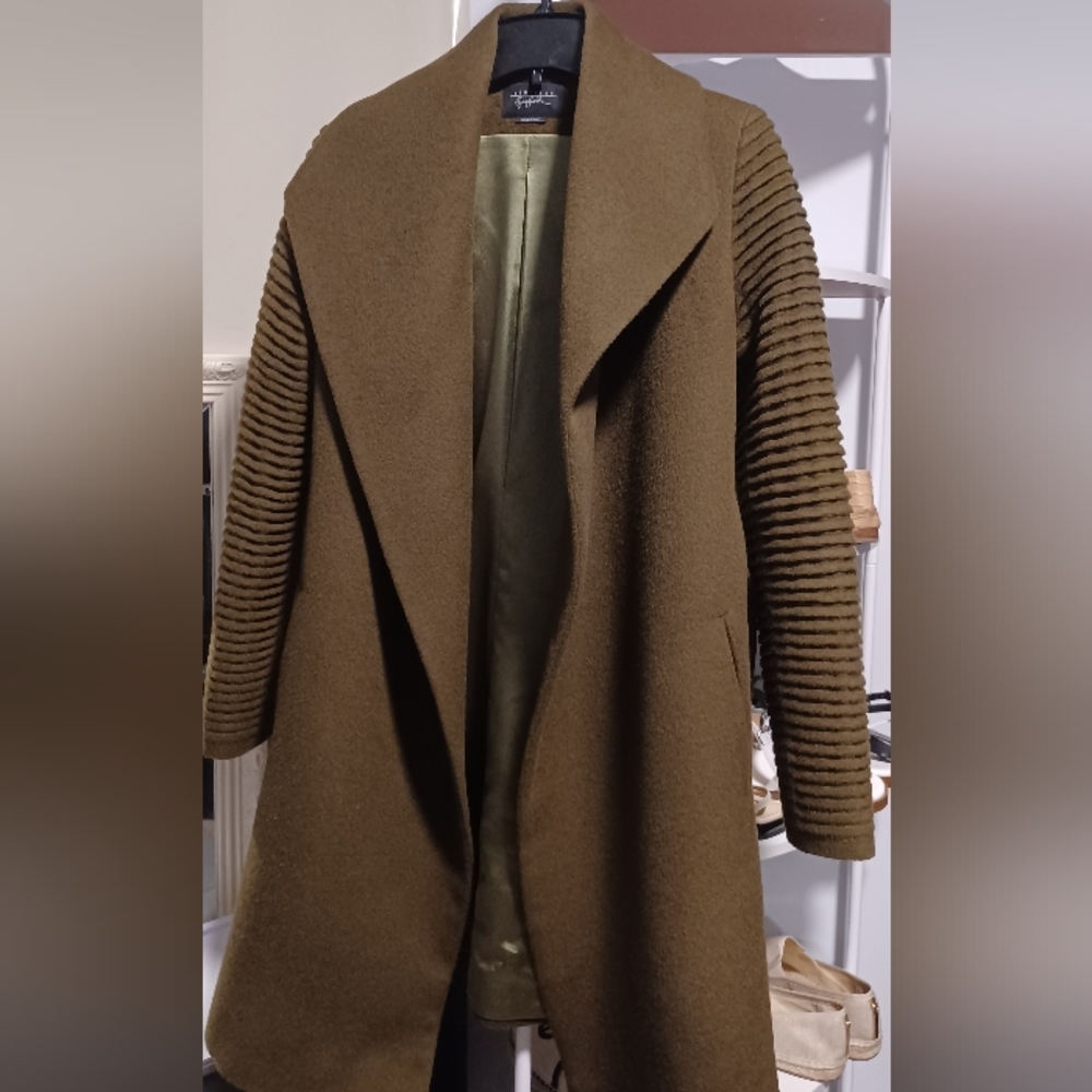 Sentaler Olive Green Women's Belted Coat XS